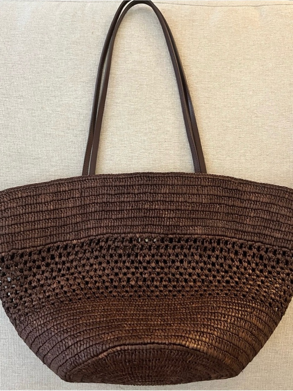 SOLD OUT!!! Sezane Choco Raffia Maia Basket Tote - Picture 2 of 3